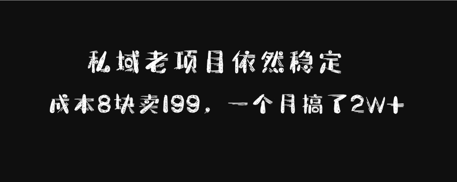 私域老项目依然稳定，成本8块卖199，一个月搞了2W+_网创掘金