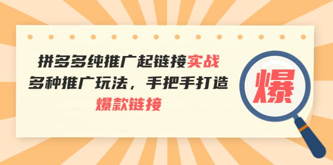 拼多多纯推广起链接实战：多种推广玩法，手把手打造爆款链接_网创掘金