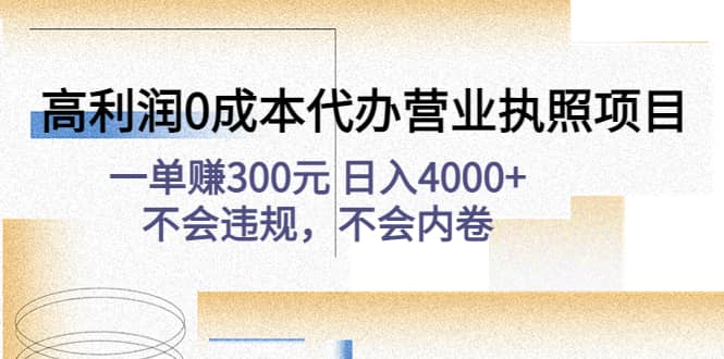 高利润0成本代办营业执照项目：不会违规，不会内卷_网创掘金