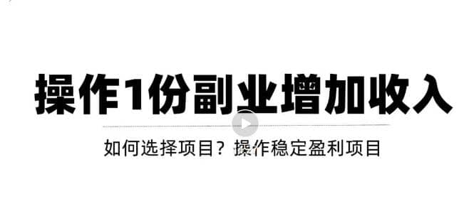 新手如何通过操作副业增加收入，从项目选择到玩法分享！【视频教程】_网创掘金