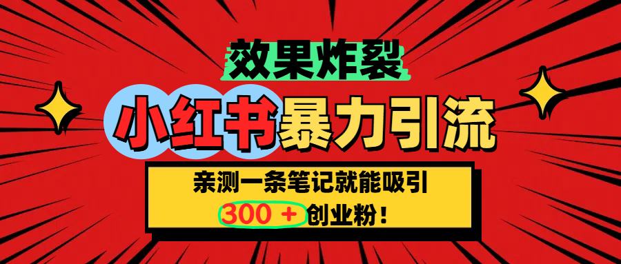 小红书炸裂玩法，亲测一条笔记就能吸引300+精准创业粉！_网创掘金
