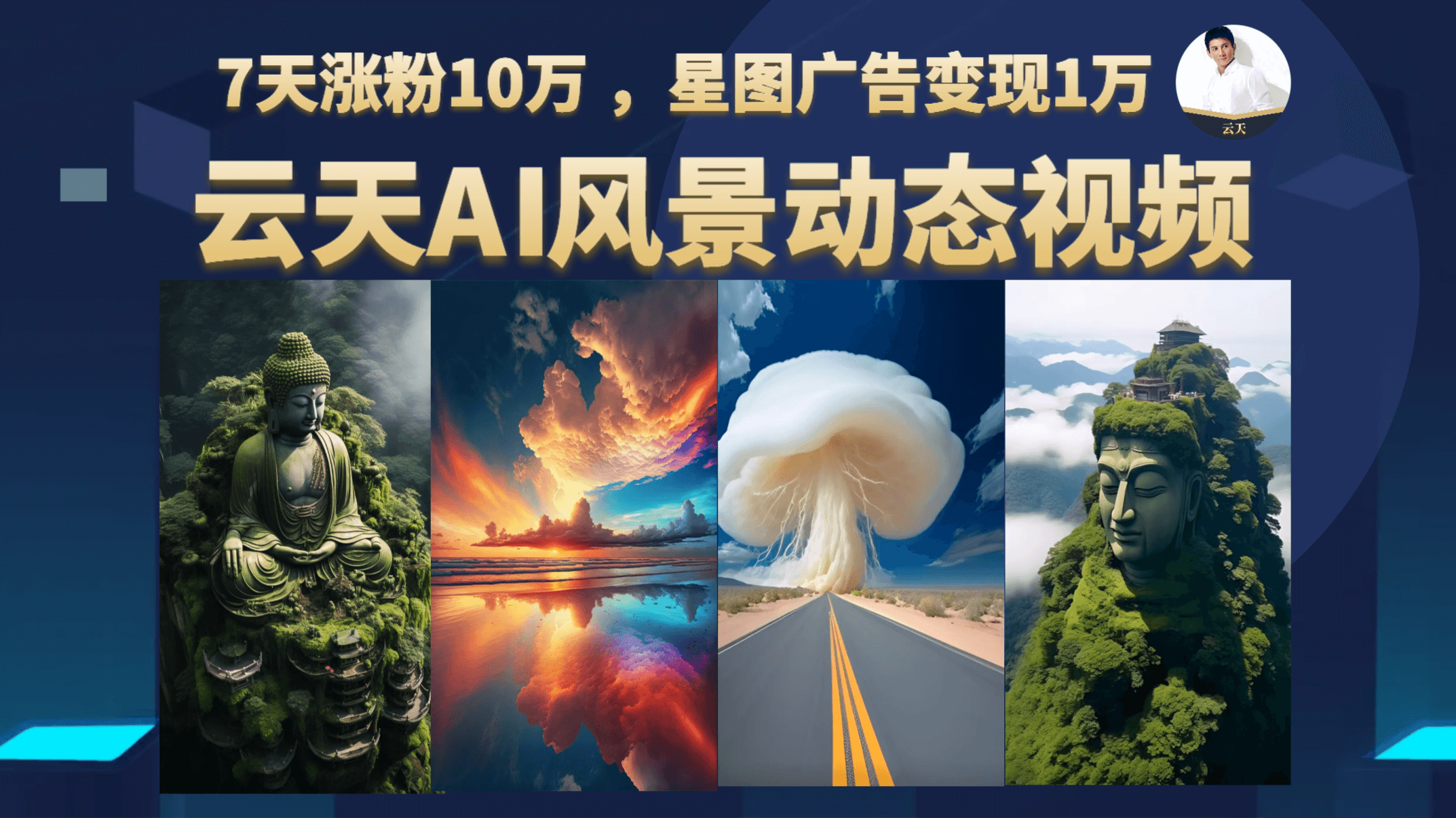 云天AI风景动图视频制作，7天涨粉10万 ，星图广告变现1万_网创掘金