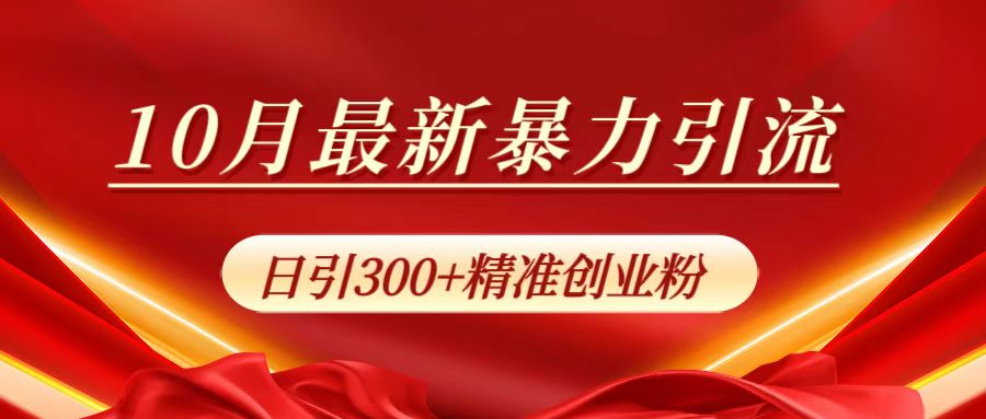 10月最新暴力引流，日引300+精准创业粉_网创掘金