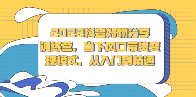 2022抖音好物分享训练营，当下风口带货变现模式，从入门到精通_网创掘金