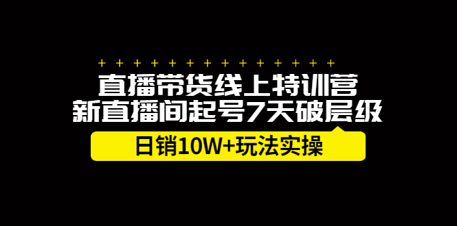 直播带货线上特训营，新直播间起号7天破层级日销10万玩法实操_网创掘金