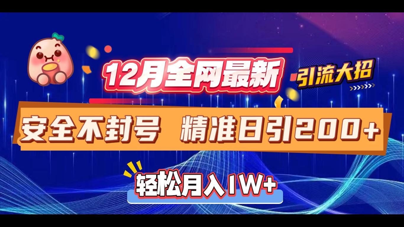 12月全网最新引流大招 安全不封号 日引精准粉200+_网创掘金