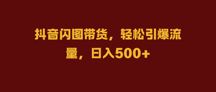 抖音闪图带货，轻松引爆流量，日入500+_网创掘金