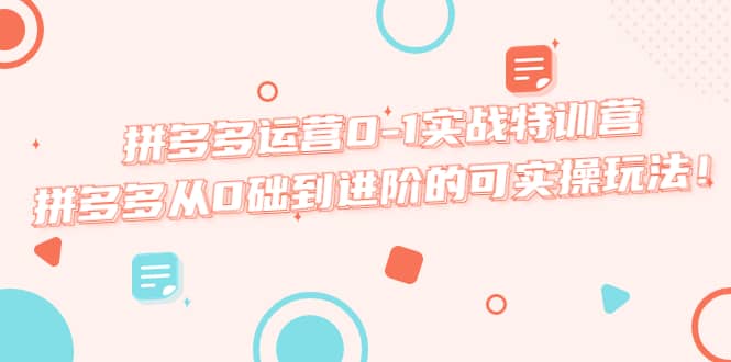 拼多多运营0-1实战特训营，拼多多从0础到进阶的可实操玩法_网创掘金