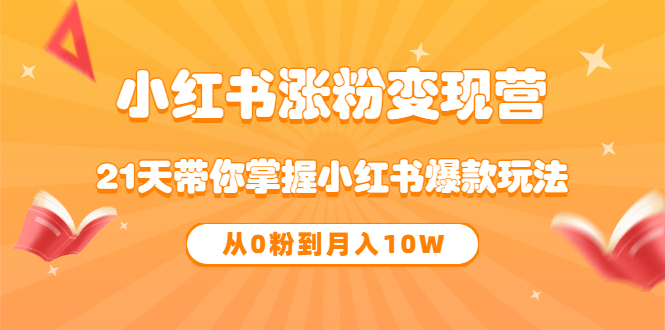 《小红书涨粉变现营》21天带你掌握小红书爆款玩法 从0粉到月入10W_网创掘金