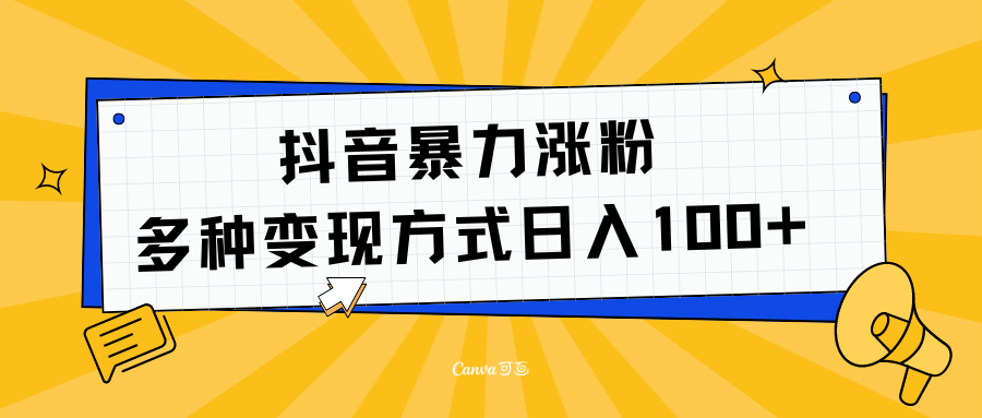 抖音暴力涨粉：多方式变现 日入100+_网创掘金