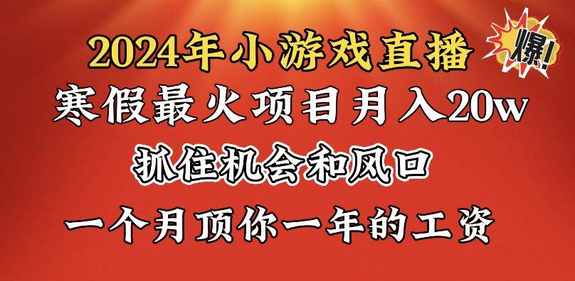 2024年寒假爆火项目，小游戏直播月入20w+，学会了之后你将翻身_网创掘金