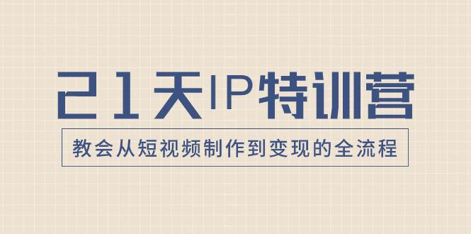 21天IP特训营，教会从短视频制作到变现的全流程_网创掘金