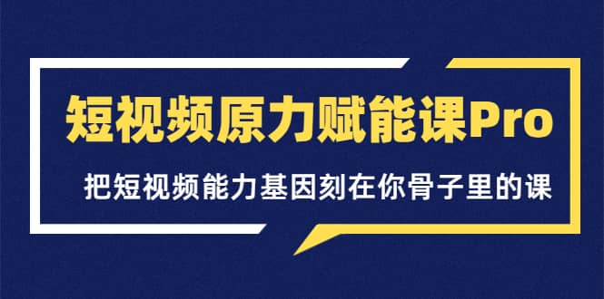 短视频原力赋能课Pro，把短视频能力基因刻在你骨子里的课（价值4999元）_网创掘金