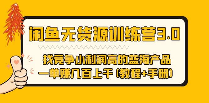 闲鱼无货源训练营3.0 找竞争小利润高的蓝海产品 一单赚几百上千(教程+手册)_网创掘金