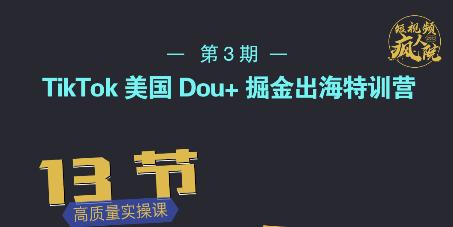 TikTok美国Dou+掘金出海特训营，美国dou+成功投放95%_网创掘金