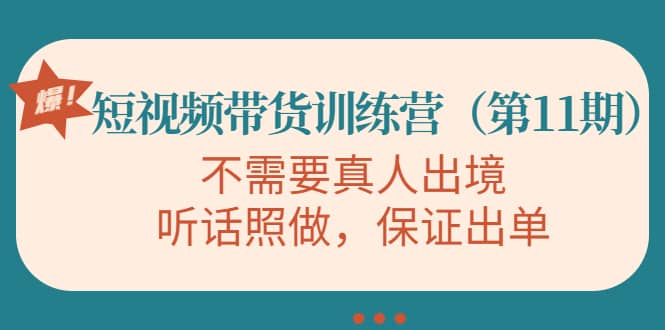 短视频带货训练营（第11期），不需要真人出境，听话照做，保证出单_网创掘金