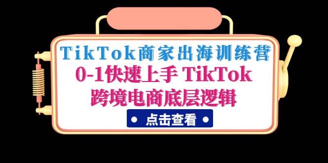TikTok商家出海训练营：0-1快速上手 TikTok跨境电商底层逻辑(无水印)_网创掘金
