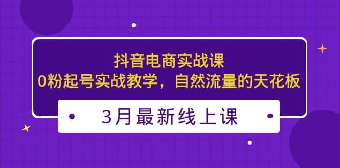 3月最新抖音电商实战课：0粉起号实战教学，自然流量的天花板_网创掘金