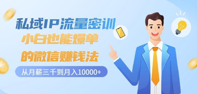私域IP流量密训：小白也能爆单的微信赚钱法，从月薪三千到月入10000+_网创掘金