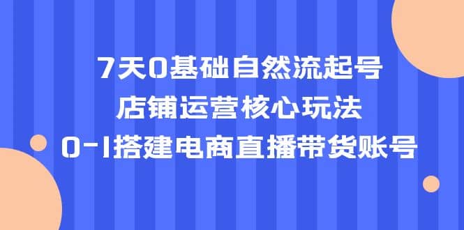 7天0基础自然流起号，店铺运营核心玩法，0-1搭建电商直播带货账号_网创掘金