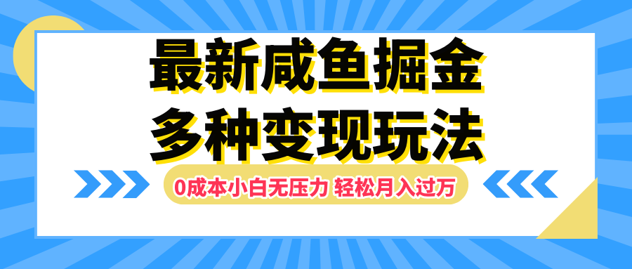 最新咸鱼掘金玩法，更新玩法，0成本小白无压力，多种变现轻松月入过万_网创掘金