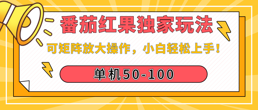 番茄红果独家玩法，单机50-100，可矩阵放大操作，小白轻松上手！_网创掘金