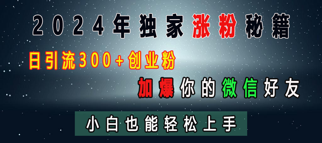 2024年独家涨粉秘籍，日引流300+创业粉，加爆你的微信好友，小白也能轻松上手_网创掘金