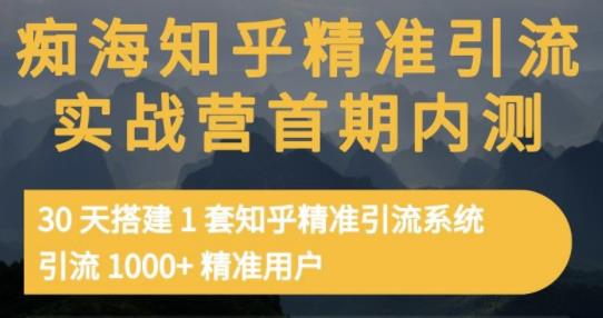 痴海知乎精准引流实战营1-2期，30天搭建1套知乎精准引流系统，引流1000+精准用户_网创掘金