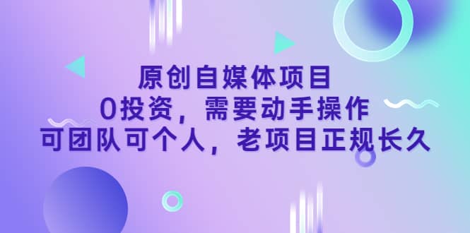 原创自媒体项目，0投资，需要动手操作，可团队可个人，老项目正规长久_网创掘金