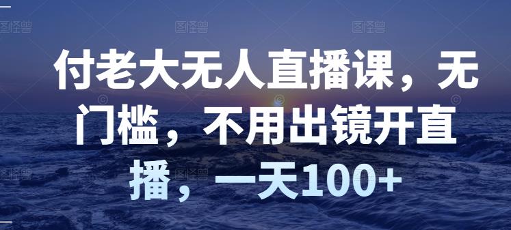 付老大无人直播课，无门槛，不用出镜开直播，一天100+_网创掘金