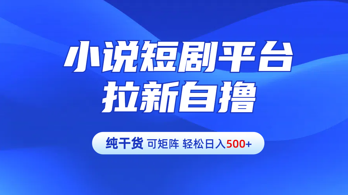 【纯干货】小说短剧平台拉新自撸玩法详解-单人轻松日入500+_网创掘金