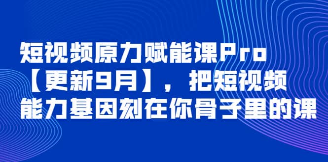 短视频原力赋能课Pro【更新9月】，把短视频能力基因刻在你骨子里的课_网创掘金