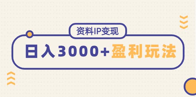 资料IP变现，持续性盈利玩法_网创掘金