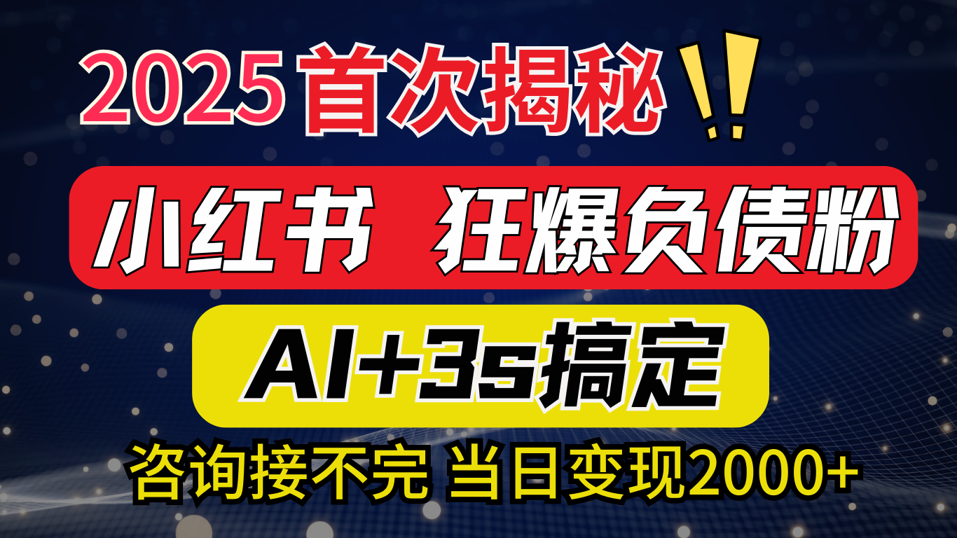 2025引流天花板：最新小红书狂暴负债粉思路，咨询接不断，当日入2000+_网创掘金