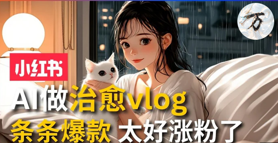 AI治愈系vlog动画视频，小红书7天 涨粉破千，商单报价1500+，0成本制作，日入2000+，有手就会 _网创掘金
