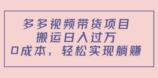 多多视频带货项目（教程+软件）_网创掘金