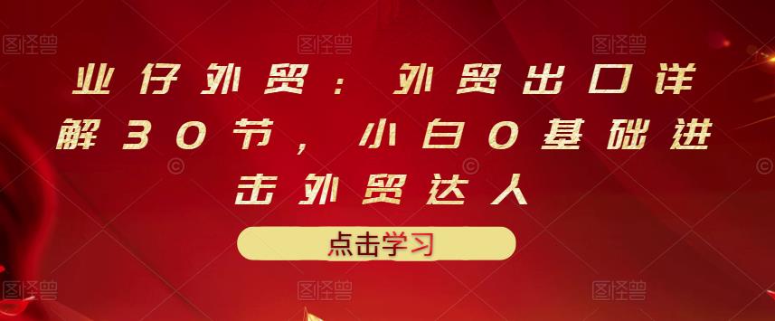 业仔外贸：外贸出口详解30节，小白0基础进击外贸达人 价值666元_网创掘金