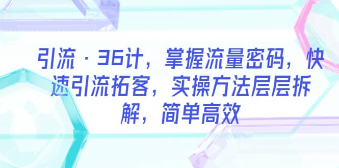 引流·36计，掌握流量密码，快速引流拓客，实操方法层层拆解，简单高效_网创掘金
