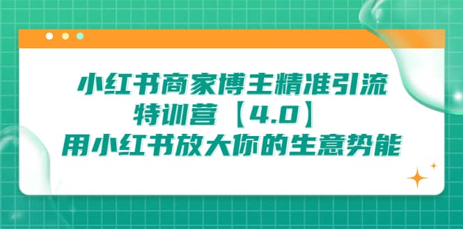 小红书商家 博主精准引流特训营【4.0】用小红书放大你的生意势能_网创掘金
