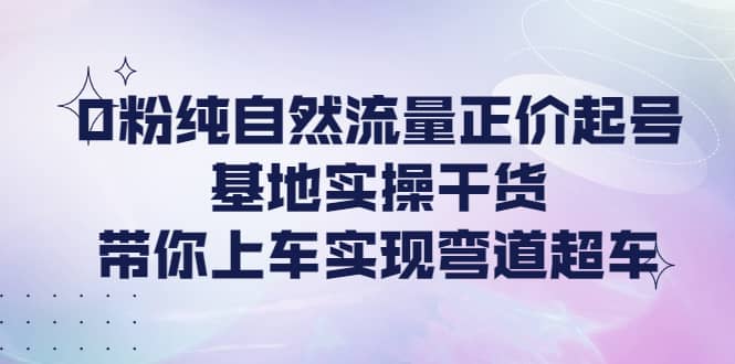 0粉纯自然流量正价起号基地实操干货，带你上车实现弯道超车_网创掘金