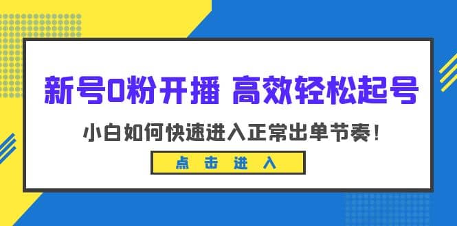 新号0粉开播-高效轻松起号：小白如何快速进入正常出单节奏（10节课）_网创掘金