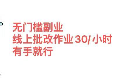 无门槛副业，线上批改作业30/小时  有手就行_网创掘金