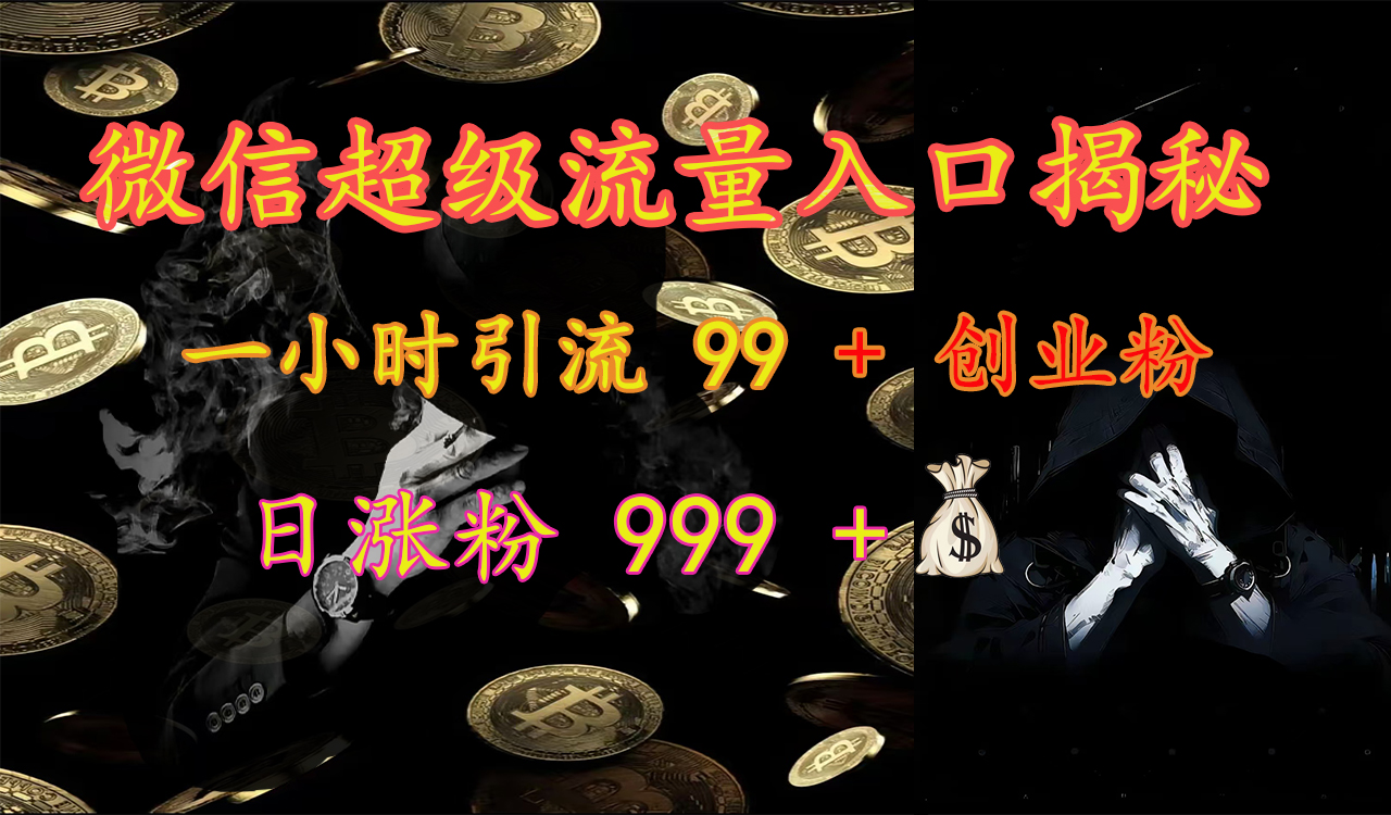 微信超级流量入口揭秘：一小时引流 99 + 创业粉，日涨粉 999 +【揭秘】_网创掘金