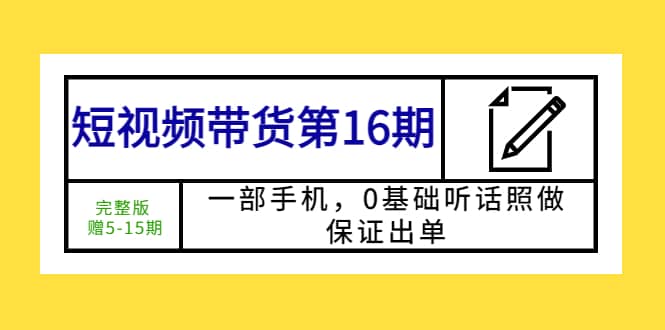 短视频带货第16期：一部手机，0基础听话照做，保证出单_网创掘金