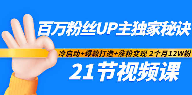 百万粉丝UP主独家秘诀：冷启动+爆款打造+涨粉变现2个月12W粉（21节视频课)_网创掘金