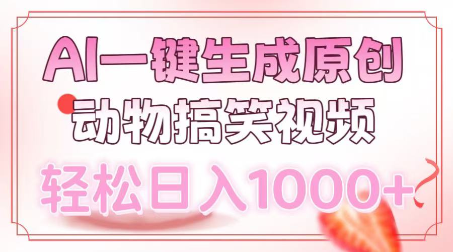 AI一键生成原创动物搞笑视频，轻松日入1000+_网创掘金
