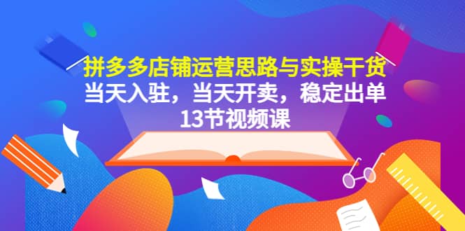 拼多多店铺运营思路与实操干货，当天入驻，当天开卖，稳定出单（13节课）_网创掘金