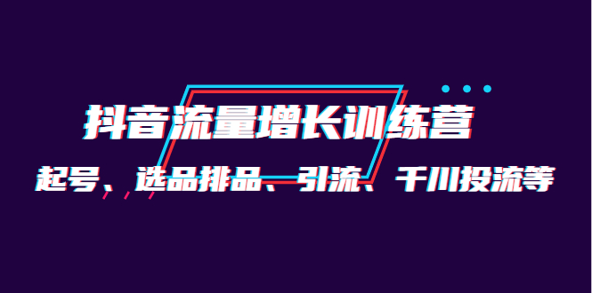 月销1.6亿实操团队·抖音流量增长训练营：起号、选品排品、引流 千川投流等_网创掘金