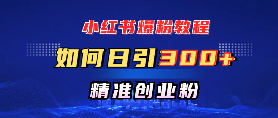 小红书爆粉教程，如何日引300+创业粉，快速实现精准变现！_网创掘金