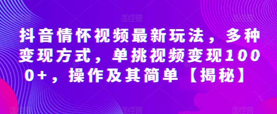 抖音情怀视频最新玩法，多种变现方式，单挑视频变现1000+，操作及其简单【揭秘】_网创掘金
